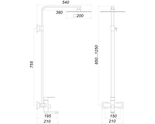 Душевая система Globus Lux Kubus SKU-SH-200