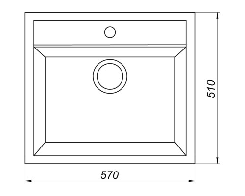 Гранитная мойка Globus Lux VOLTA  графит 570х510мм-А0001