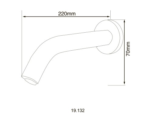 Монокран сенсорный для умывальника HOTEC 19.132 DC/AC, со стены 220мм,с трансформатором,SUS304, Cold