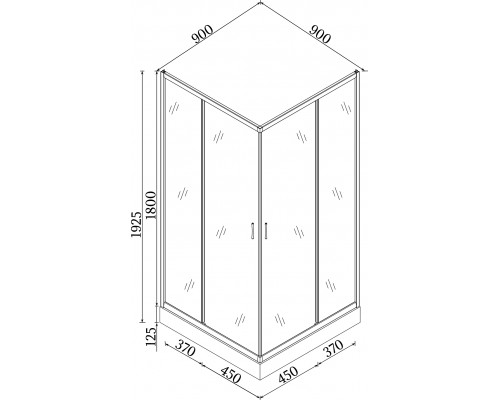 Душевая кабина квадратная ODRA L90TW.Line (L90W.Line) BRAVO (2уп.)