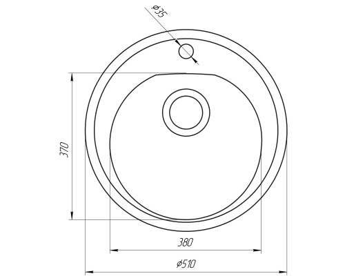 Гранитная мойка Globus Lux MARTIN графит 510мм-А0001