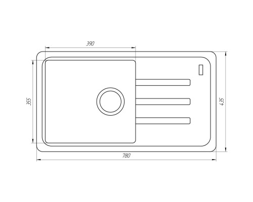 Гранитная мойка Globus Lux LUGANO графит 780x435мм-А0001