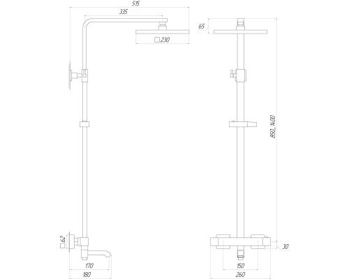 Душевая система Globus Lux Termostatic Q VAN-GLQ-0041T