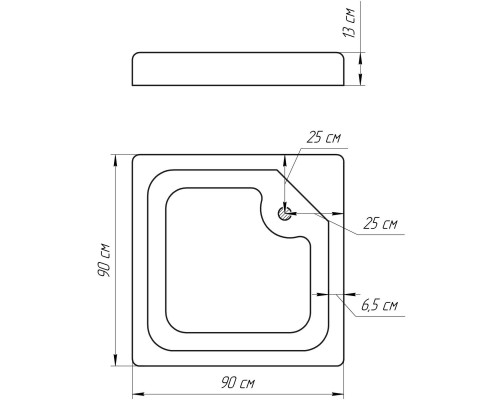Душевой поддон квадратный LUBAWA SL90F (SL90) BRAVO (1уп.)