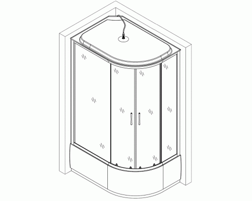 Душовий бокс асиметричний лівий OBRA H120GBSL (H120BL) BRAVO (3уп.)