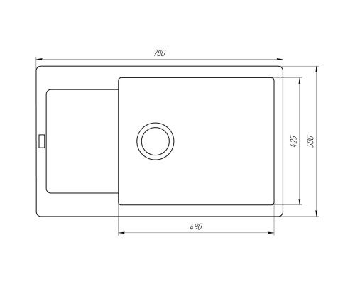 Гранитная мойка Globus Lux MALABI графiт 780x500мм-А0001