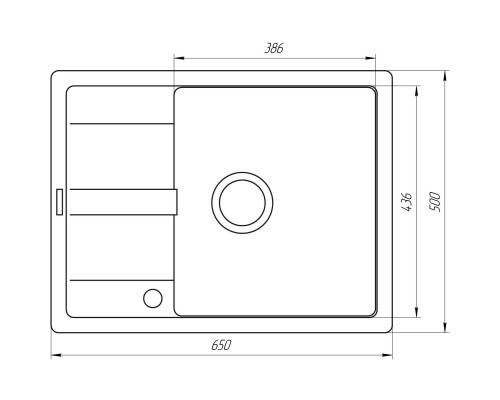 Гранитная мойка Globus Lux ONE черный металлик 650х500мм-А0001