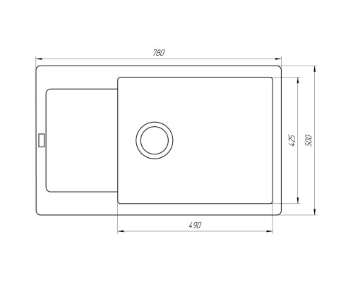 Гранитная мойка Globus Lux MALABI черный металiк 780х500мм-А0001