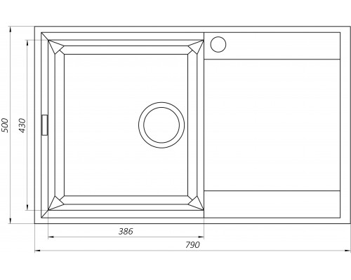 Гранитная мойка Mira KONIA черный 790 х 500 мм