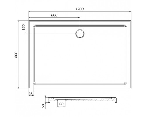 Душевой поддон прямоугольный WKRA SS120I BRAVO (1уп.)