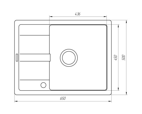 Гранитная мойка Globus Lux ONE графит 650х500мм-А0001