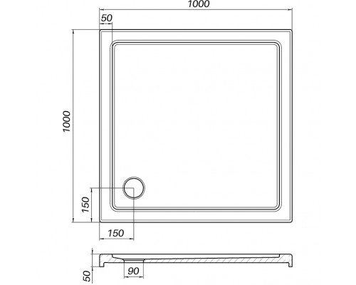 Душевой поддон квадратный BOBR SS100I BRAVO (1уп.)