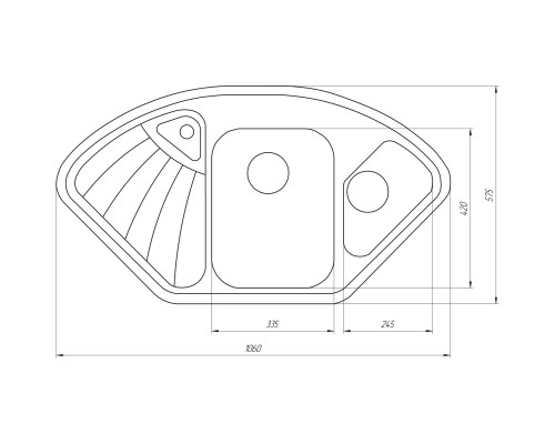 Гранитная мойка Globus Lux AVERNO черный металлик 1060х575мм-А0001