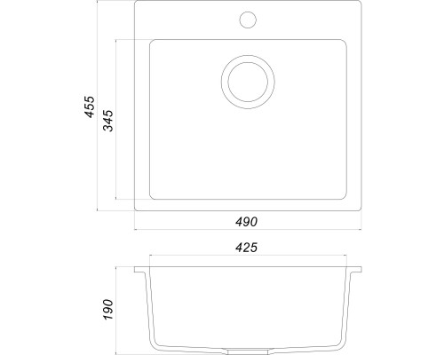 Гранитная мойка Globus Lux AOSTA серый камень 490x455мм-А0005