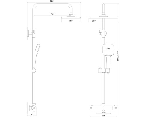 Душевая система Globus Lux Termostatic R GDS-0040T