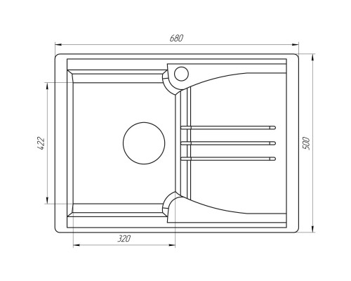 Гранитная мойка Globus Lux BALATON черный 680х500мм-А0002