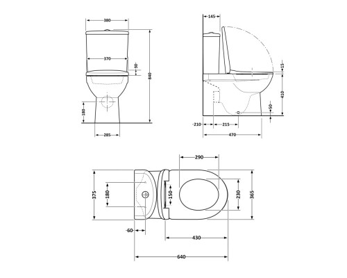 Компакт Jay Ultra Quiet 640x360x835 мм, White, з сидінням Slim Duroplast/ Soft-close/ Quick Release QT07222175TW Qtap