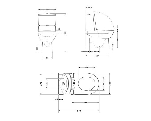 Компакт Swan Ultra Quiet 640x360x835 мм, White, з сидіннмя Slim Duroplast/ Soft-close/ Quick Release QT16222182TW Qtap