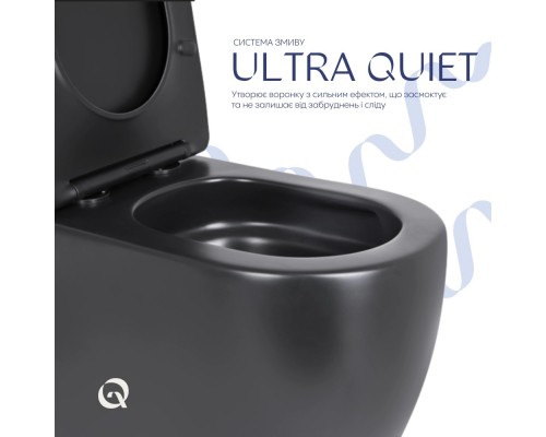 Унітаз підлоговий Robin Ultra Quiet 660x360x855 мм, Matt Black, з сидінням Slim Duroplast/ Soft-close/ Quick Release QT13226083AMB Qtap