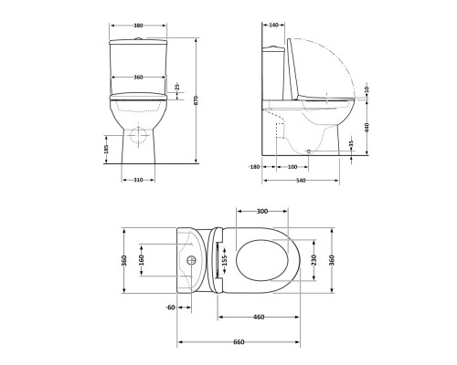 Унітаз підлоговий Robin Ultra Quiet 660x360x855 мм, Matt Black, з сидінням Slim Duroplast/ Soft-close/ Quick Release QT13226083AMB Qtap