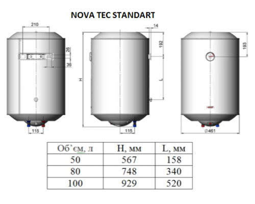 Бойлер Nova Tec NT-S-50 Standart мокрий тен