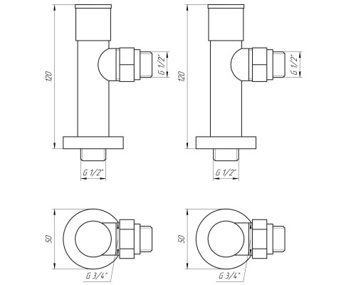 Набір Кран вентильний кутовий із американкою SOLOMON LUX 1/2″ 7777 (2шт.) BLACK