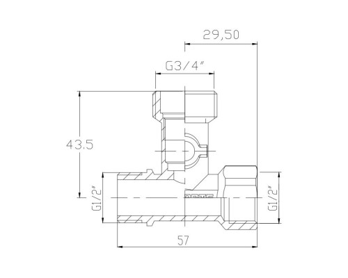 Кран приборный шаровой SD Forte 1/2"х3/4"х1/2"