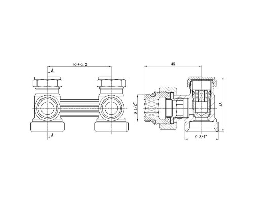 Кран для сталевого радіатора кутовий буксовий SD FORTE 3/4 х 1/2 SF252W15