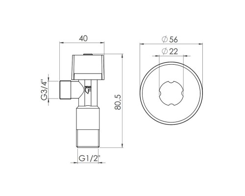 Кран приборный шаровой SD Forte 1/2"х3/4"