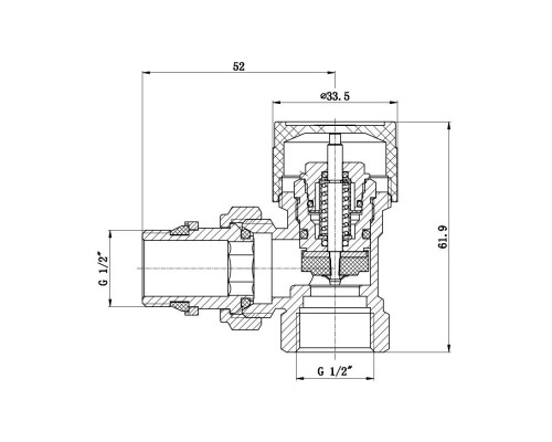 Кран радиаторный угловой термостатический с антипротечкой SD FORTE 1/2