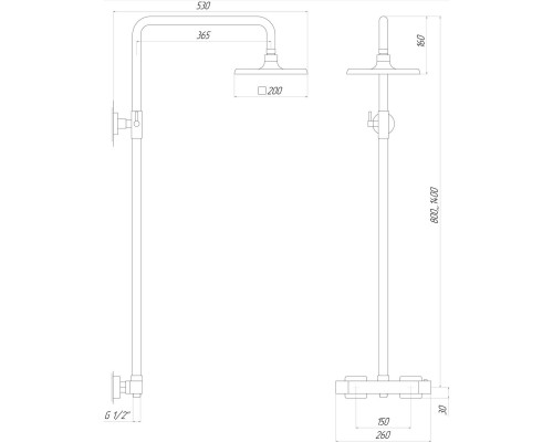 Душова система термостатична GLM-0040T GLOBUS LUX 20-90С