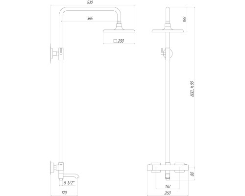 Душова система з термостатом GLM-0041T GLOBUS LUX 20-90С