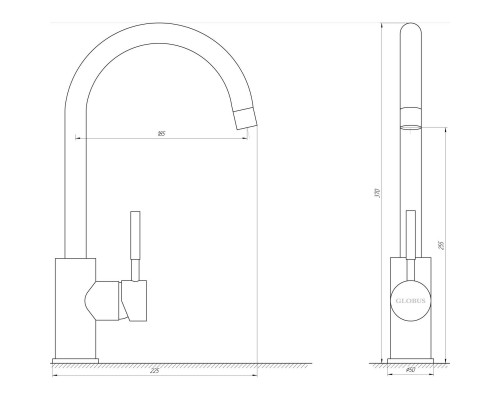 Кухонный смеситель Globus Lux LAZER GLLR-0203S-6-MARONE