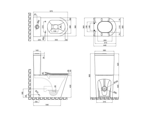 Компакт Qtap Scorpio напольний Rimless сидіння Slim Duroplast/ Soft-close/ Quick relase Matt Black