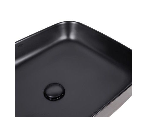 Раковина накладна Qtap Tern прямокутна з донним клапаном 500*390*140mm MATT BLACK