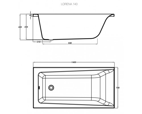 Ванна CERSANIT LORENA 140х70 акрил