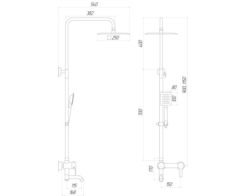 Душова система Globus Lux ALPEN SBT1-SQ-02-304