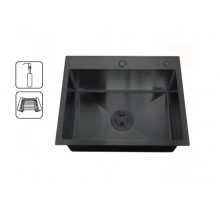 Мойка кухонная интегрированная 500х500 Zerix PVD-BLACK 3.0 / 1.0 mm 
