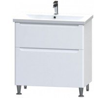 Тумба напольная AQUARIUS Pola 80 см белая на ножках с умывальником Комо 80