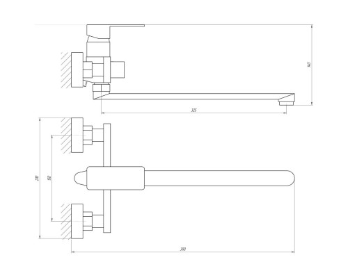 Смеситель для ванной Globus Lux Milano GLM-208N-11-Graphite