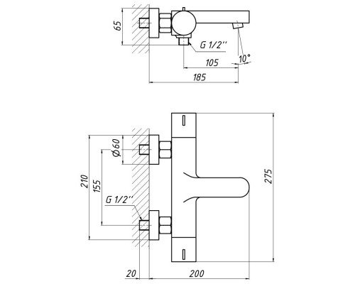 Смеситель термостатический для ванны QT Votice 30T105-1GC