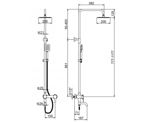 Душевая колонна со смесителем LEDEME LM72401