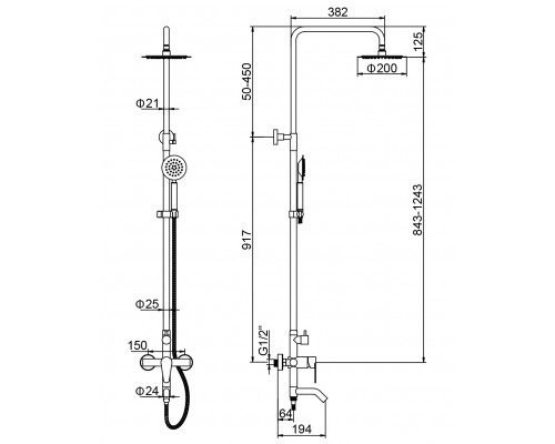 Душова колона зі змішувачем LEDEME LM72402