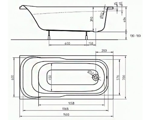 Ванна Kolo Sensa 150X70 акрил без ножек