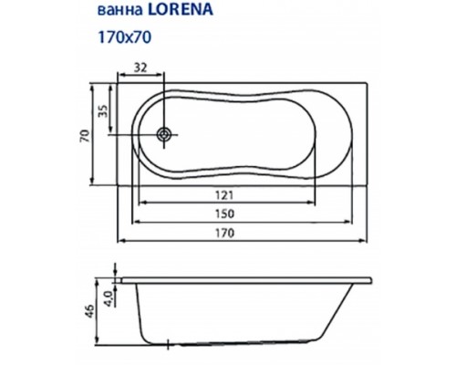 Ванна CERSANIT LORENA 170х70 акрил