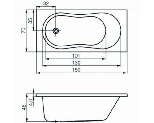 Ванна CERSANIT NIKE 150х70 акрил