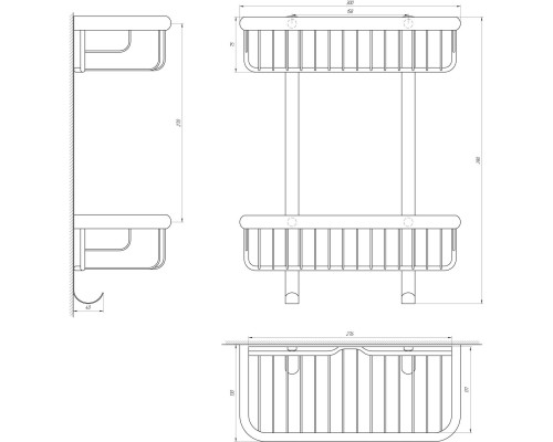 Полка прямая двойная TOPAZ 4102