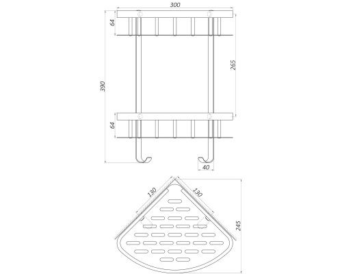 Полиця підвійна кутова TOPAZ TKB-9902-BL