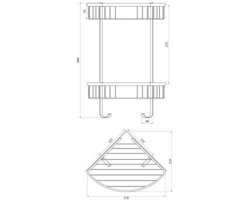 Полка двойная угловая TOPAZ 4124