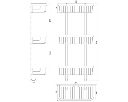 Полка прямая тройная TOPAZ 4103